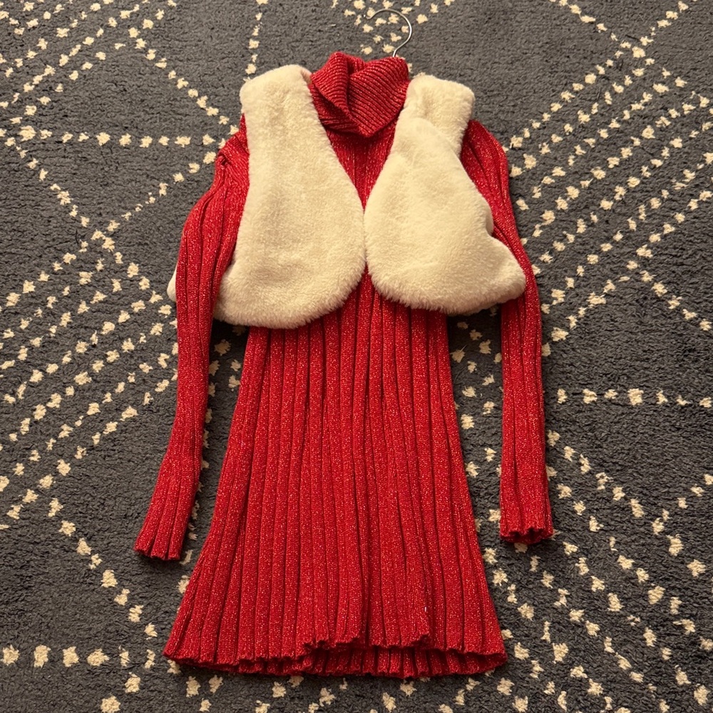 Rachel Zoe Red and Cream Kids Formal Dress